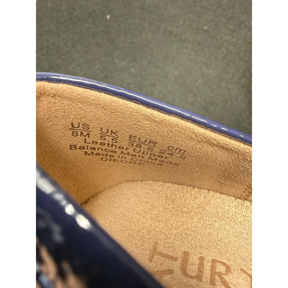 Naturalizer Womens Loafers Navy Blue Patent Chain Accent Comfort Shoes Size 8M